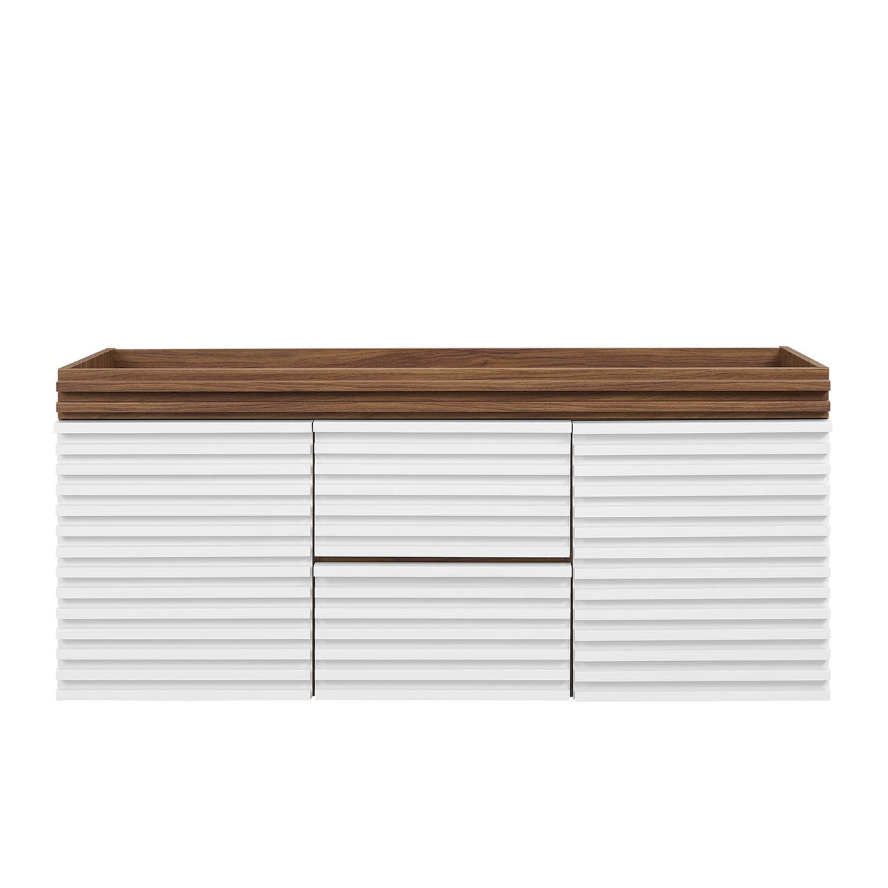 Ventra Vanity Base with Storage (Double Sink Compatible), Extra Large, White & Walnut