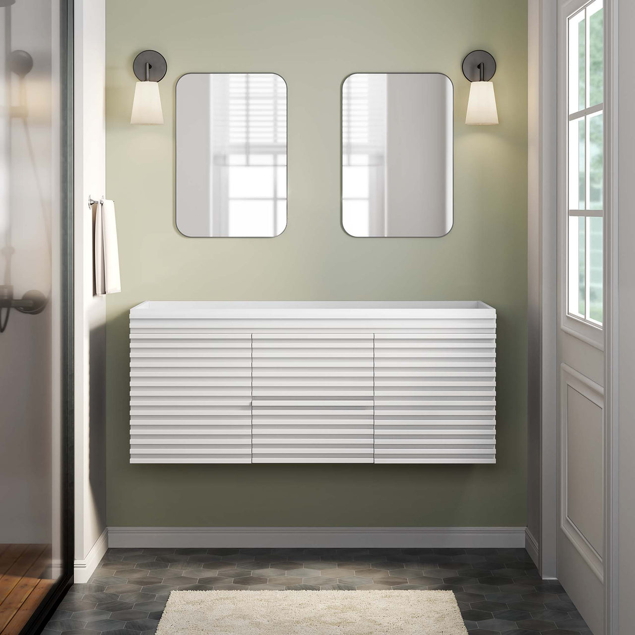 Ventra Vanity Base with Storage (Double Sink Compatible), Extra Large, White