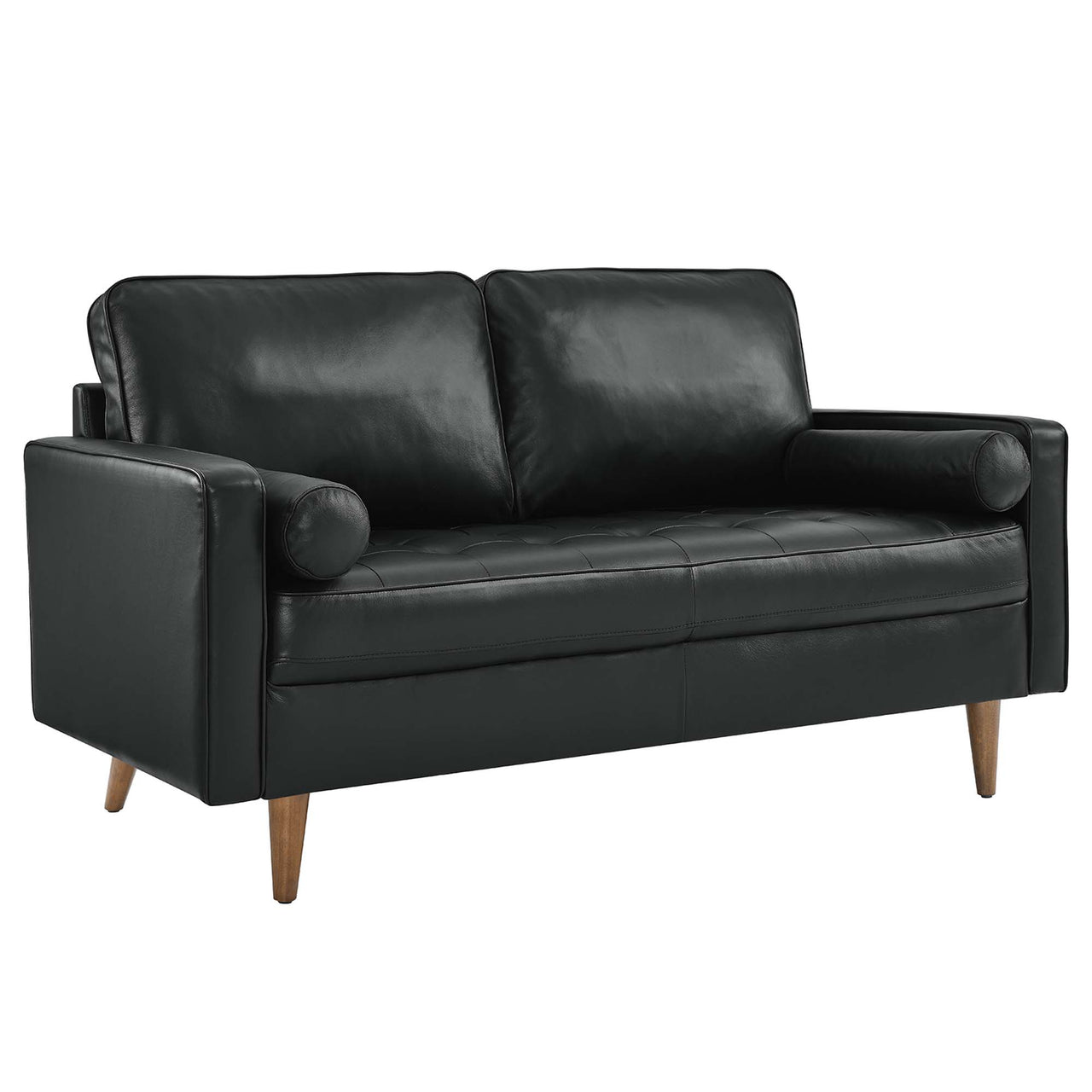 Bravien Leather Loveseat, Black
