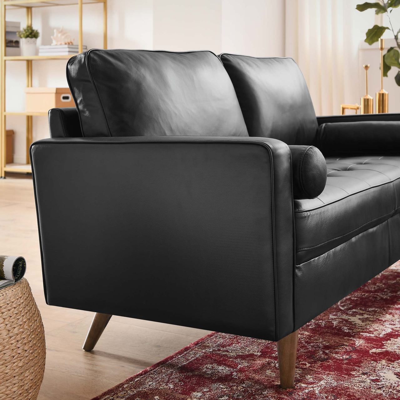 Bravien Leather Loveseat, Black