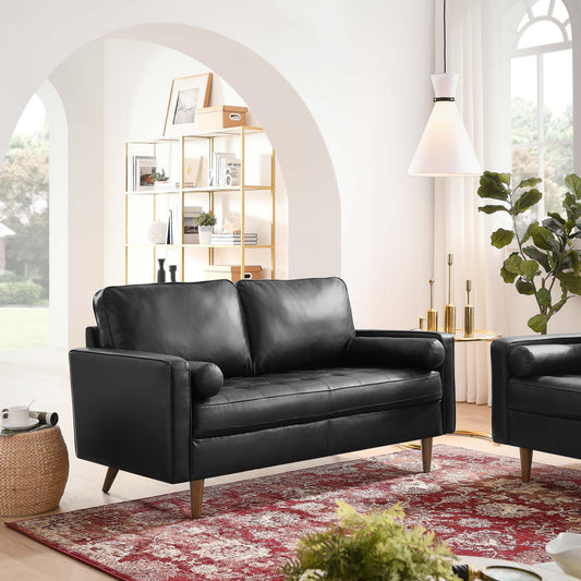 Bravien Leather Loveseat, Black