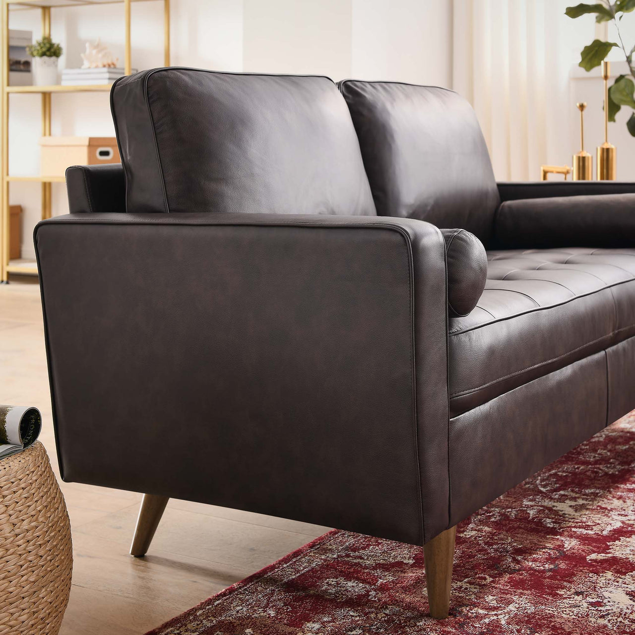 Bravien Leather Loveseat, Brown