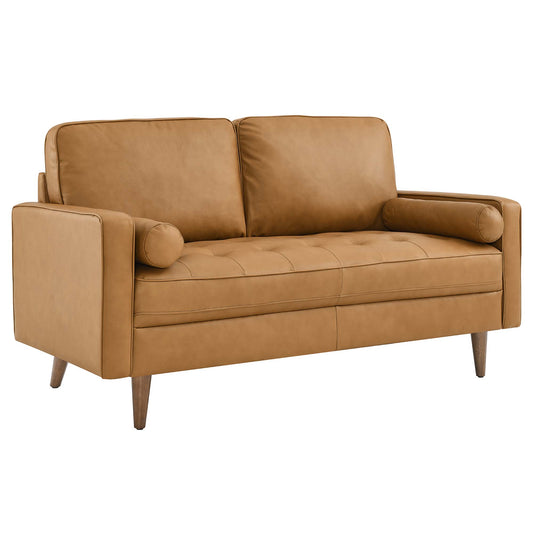 Bravien Leather Loveseat, Tan