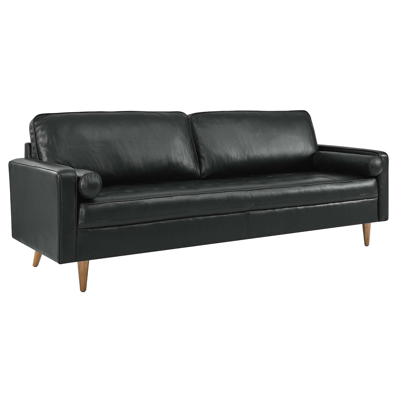 Bravien Extra Wide Leather Sofa, Black