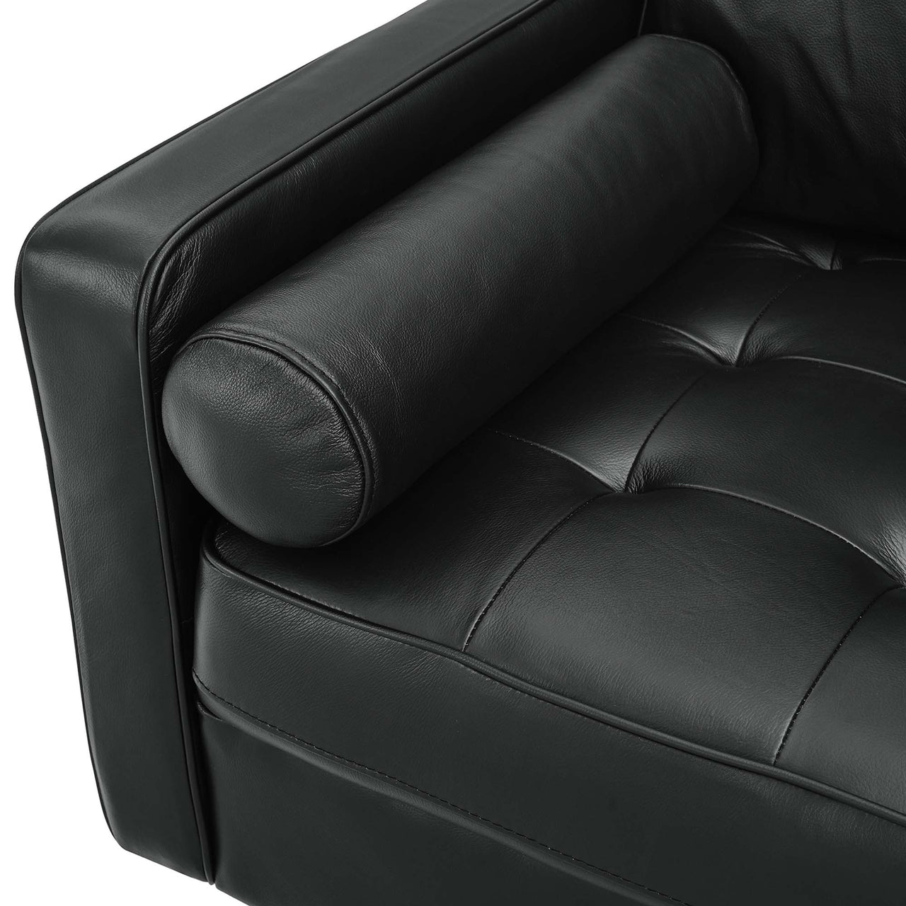 Bravien Extra Wide Leather Sofa, Black