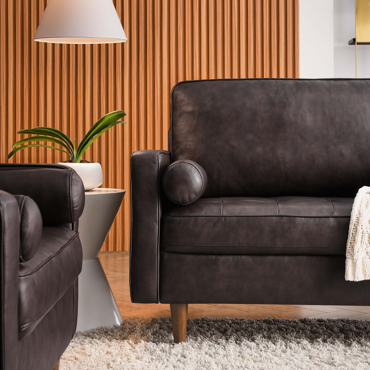 Bravien Extra Wide Leather Sofa, Brown