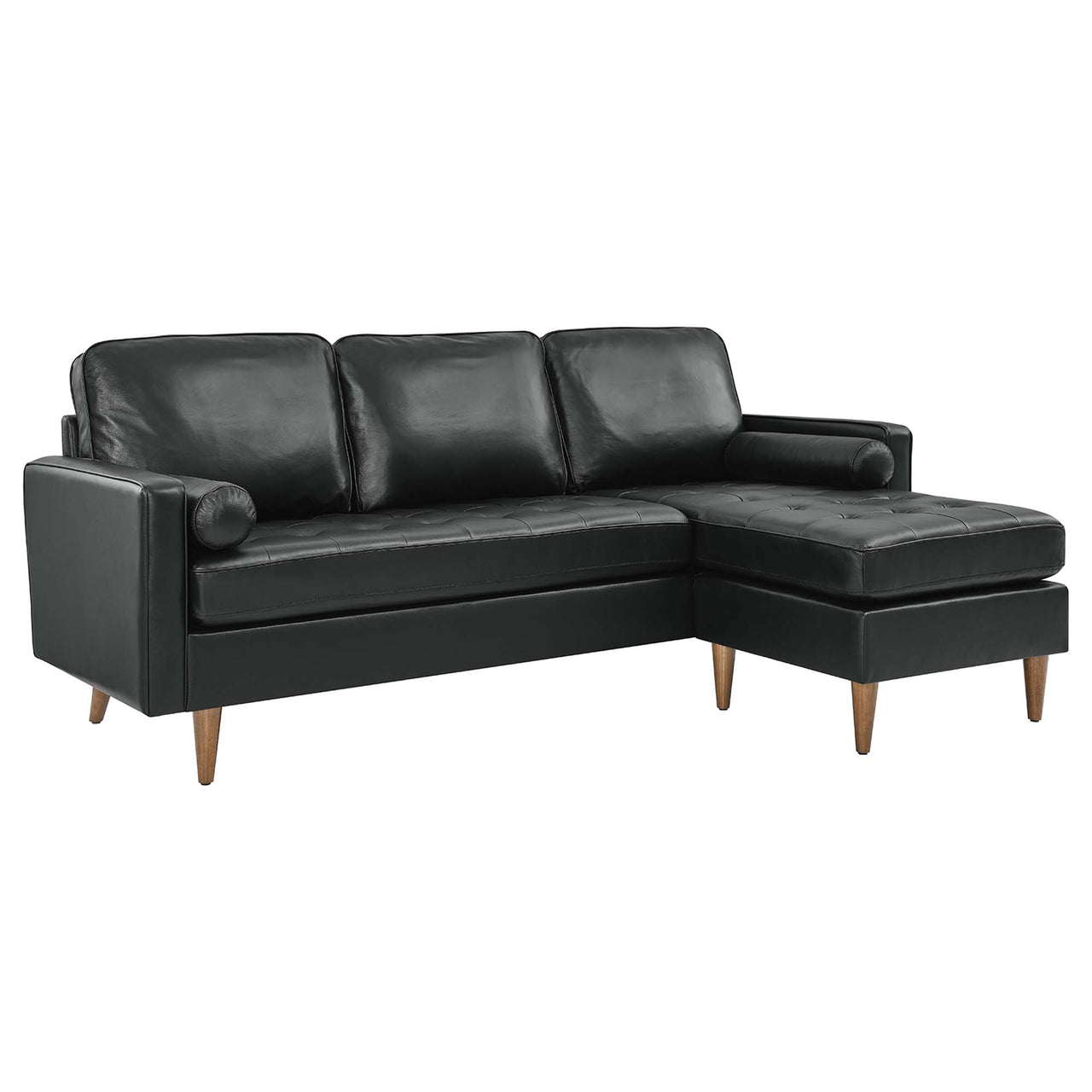 Bravien Leather Sectional, Black