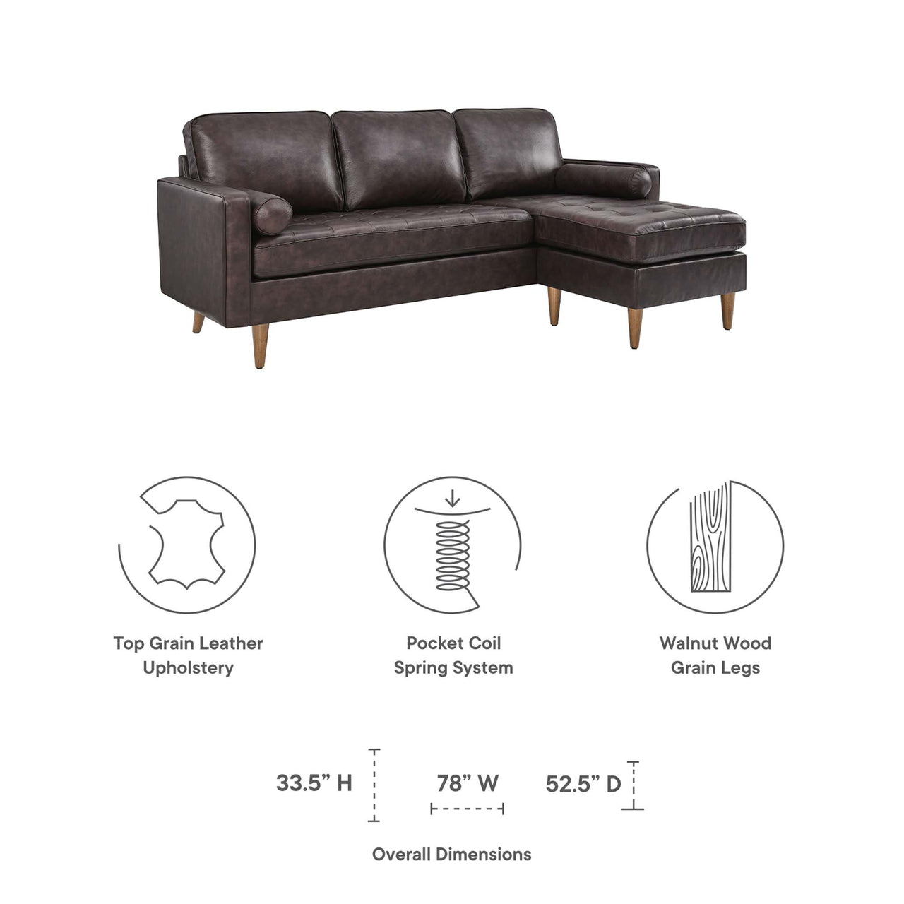 Bravien Leather Sectional, Brown