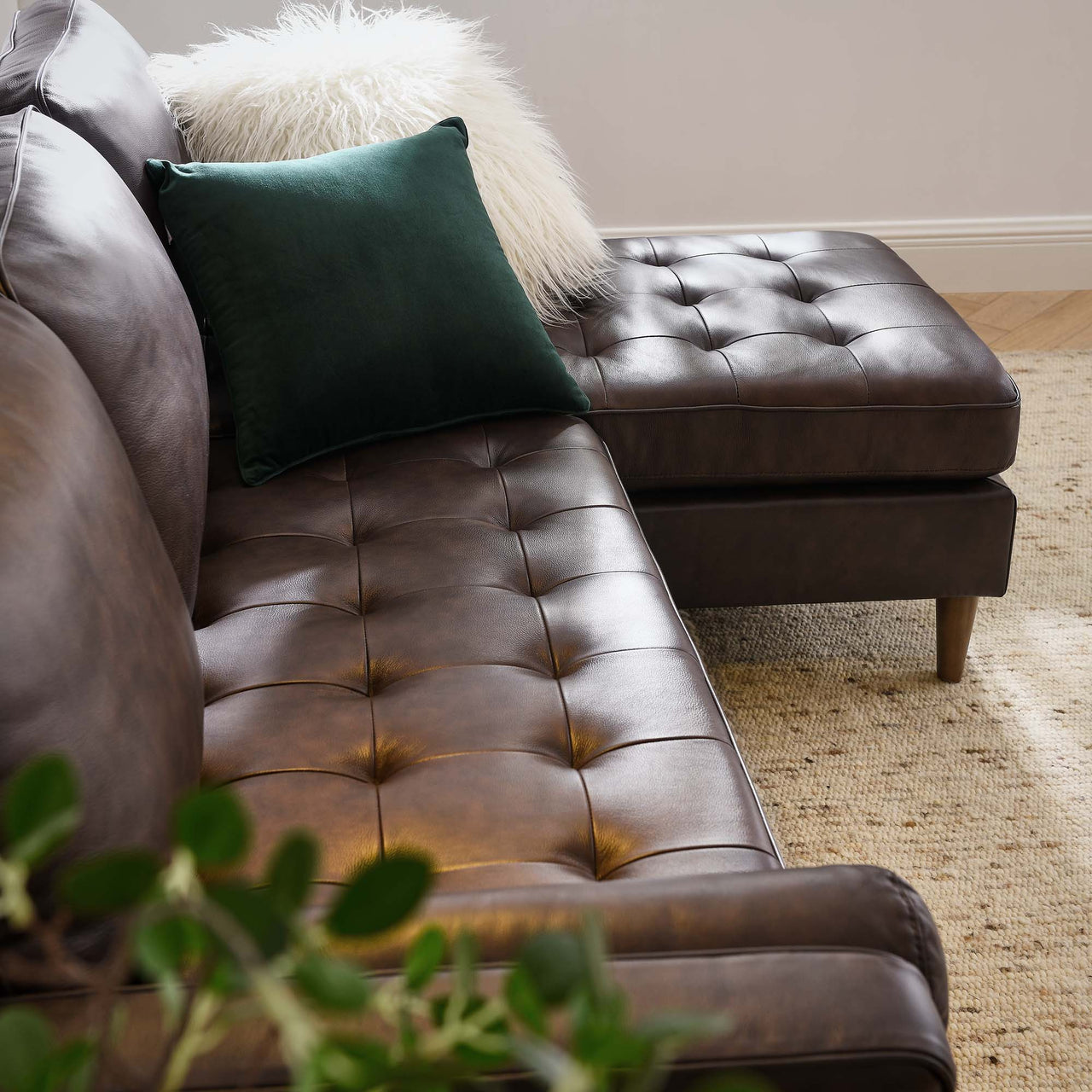 Bravien Leather Sectional, Brown