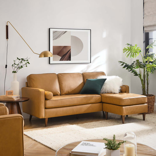 Bravien Leather Sectional, Tan