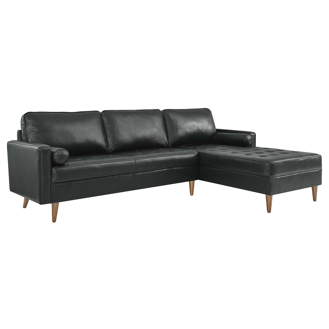 Bravien Extra Wide Leather Sectional, Black