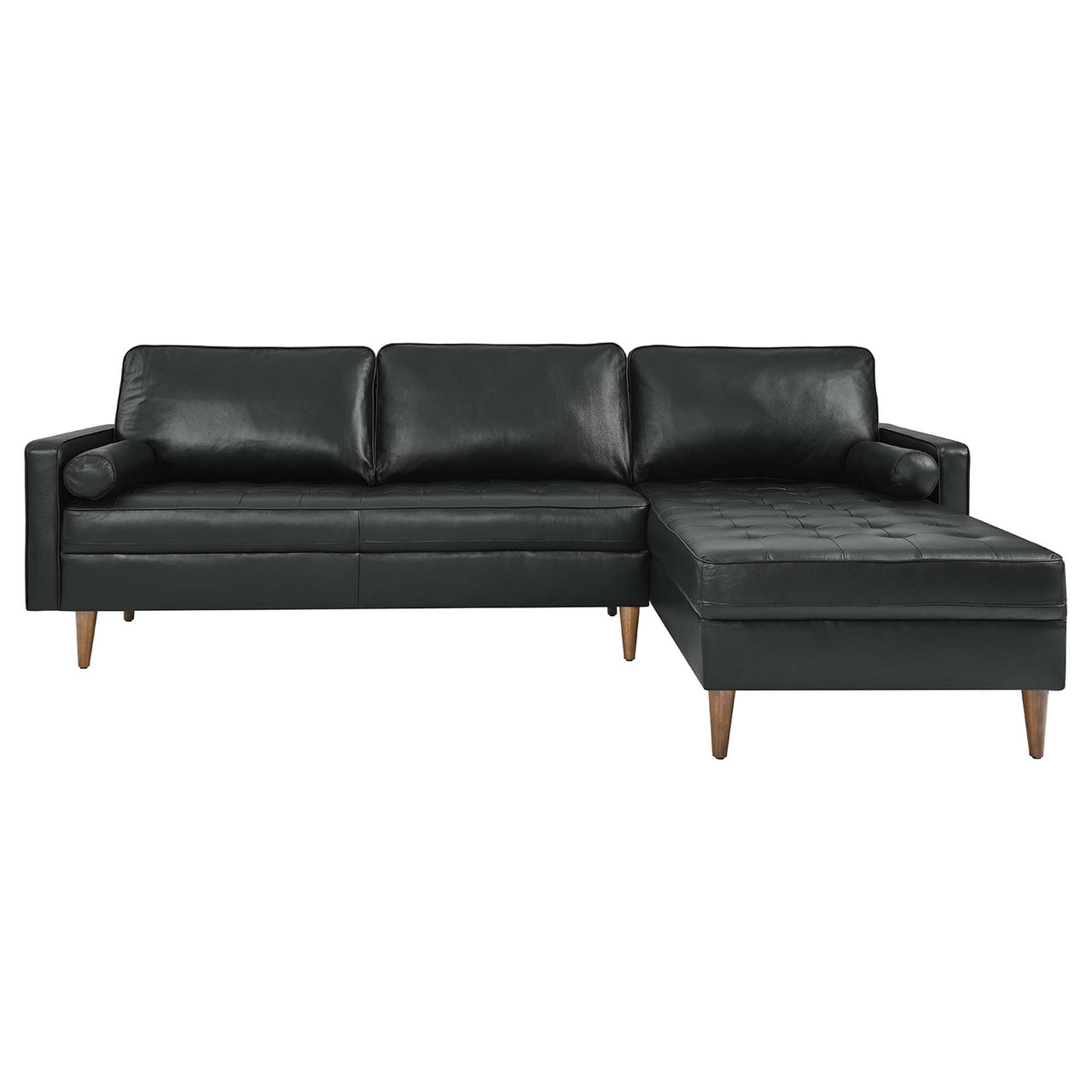 Bravien Extra Wide Leather Sectional, Black