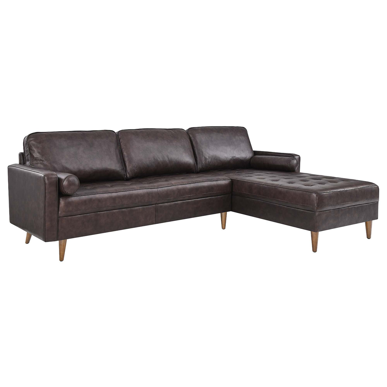 Bravien Extra Wide Leather Sectional, Brown