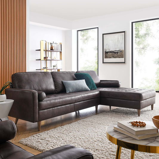 Bravien Extra Wide Leather Sectional, Brown