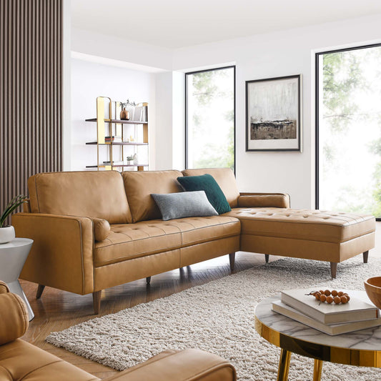 Bravien Extra Wide Leather Sectional, Tan