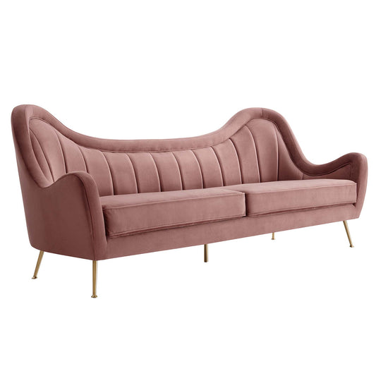 Jest Upholstered Velvet Sofa, Dusty Rose