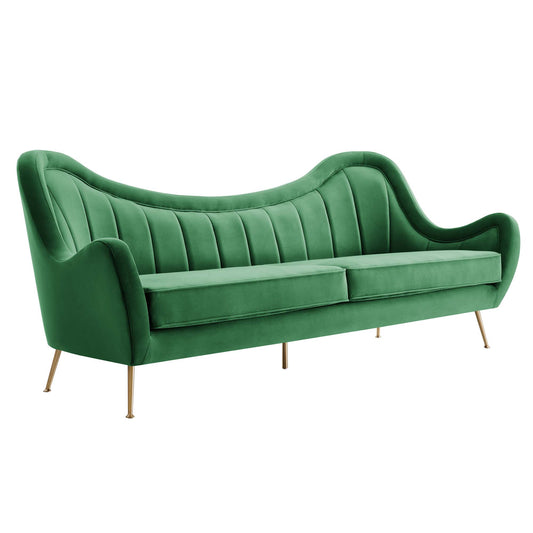 Jest Upholstered Velvet Sofa, Emerald