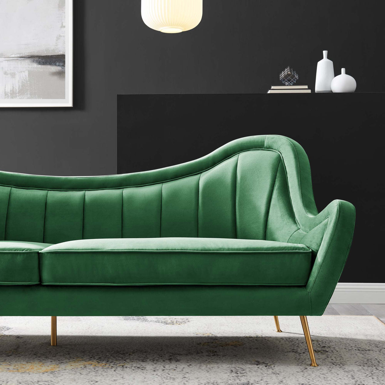Jest Upholstered Velvet Sofa, Emerald