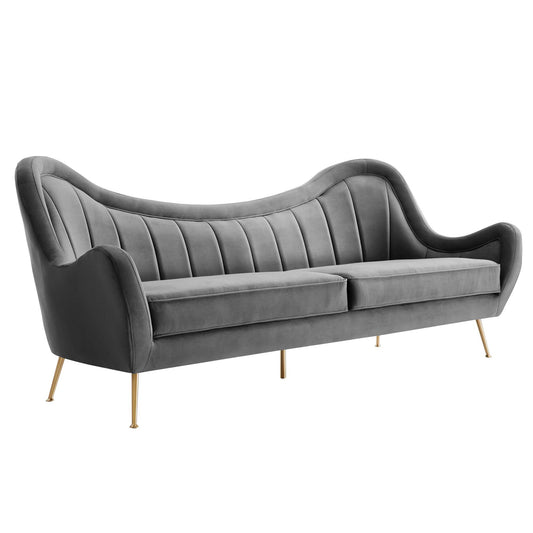 Jest Upholstered Velvet Sofa, Gray