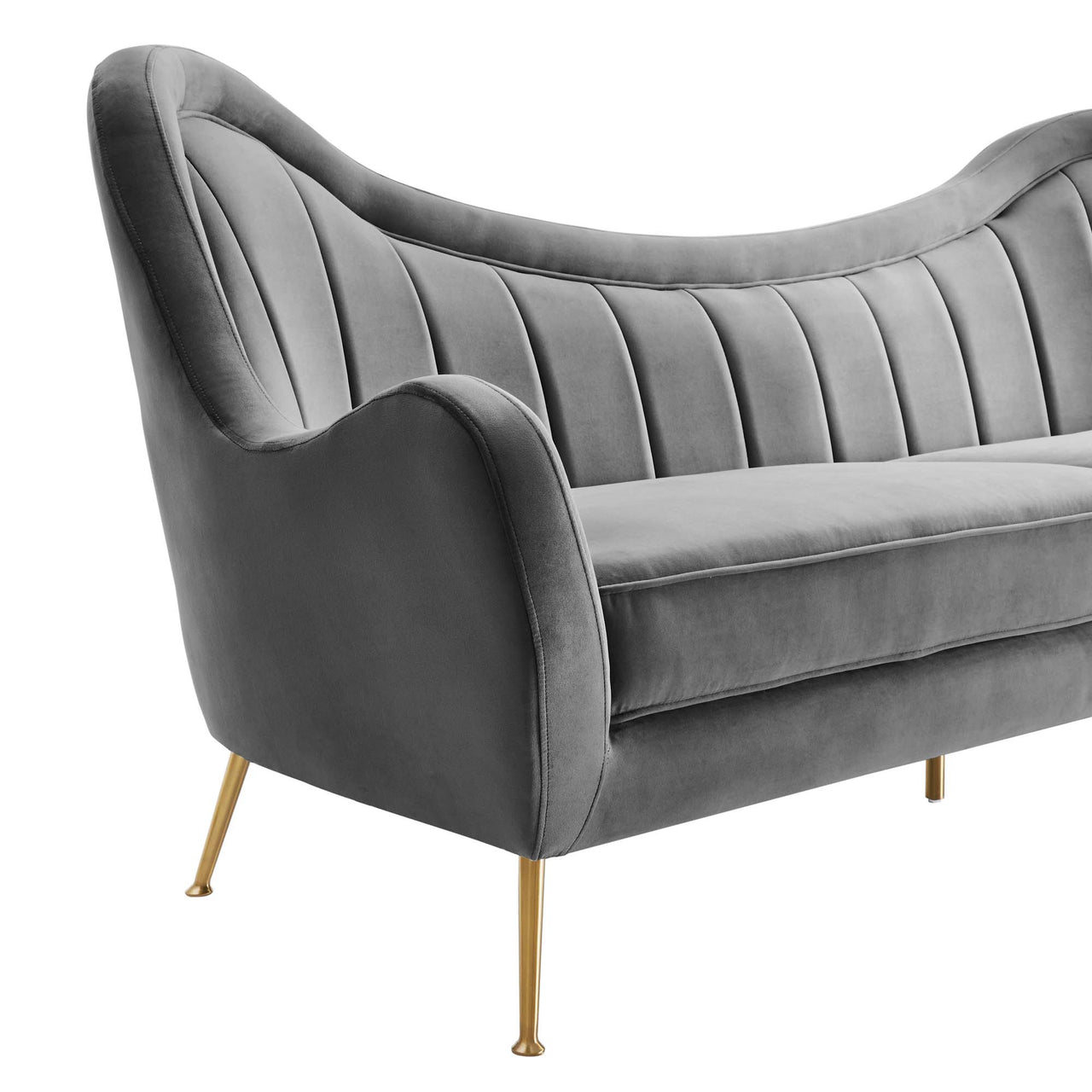 Jest Upholstered Velvet Sofa, Gray