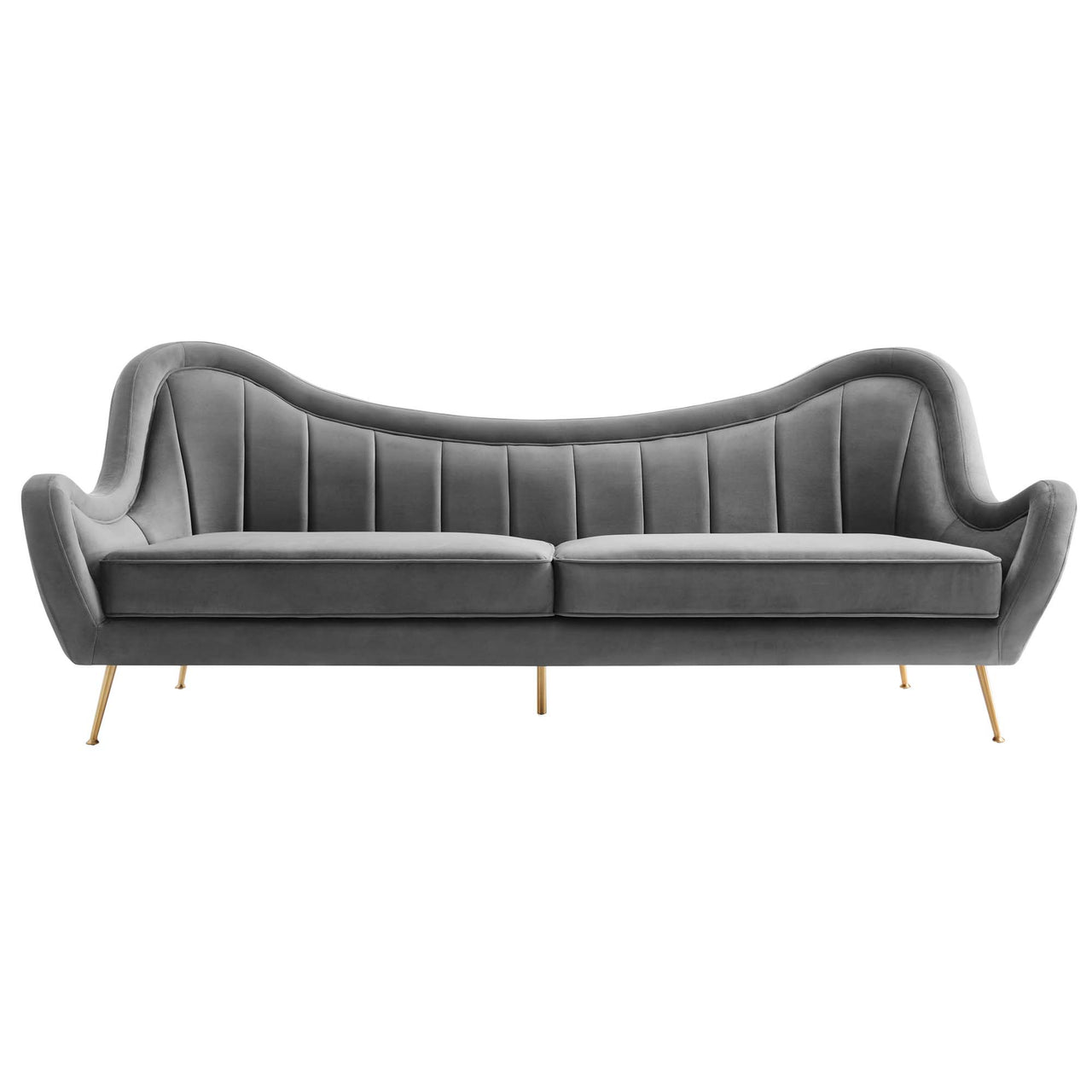 Jest Upholstered Velvet Sofa, Gray