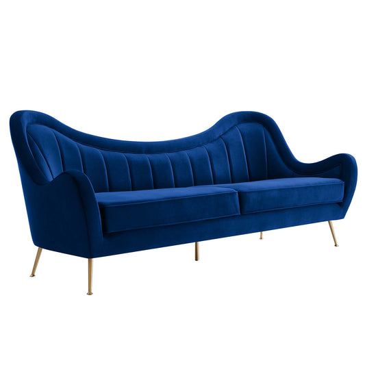 Jest Upholstered Velvet Sofa, Navy