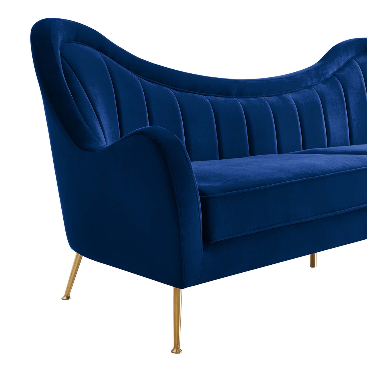 Jest Upholstered Velvet Sofa, Navy