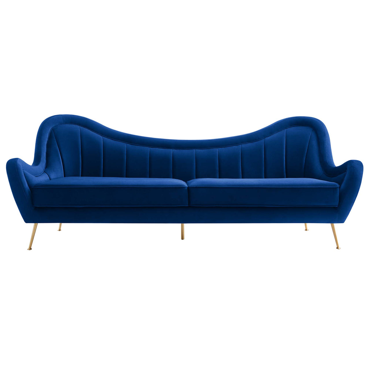Jest Upholstered Velvet Sofa, Navy