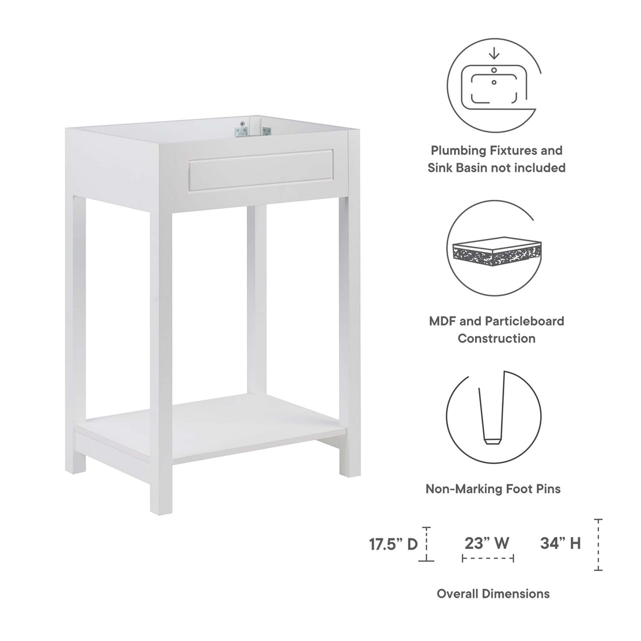 Altis Vanity Base with Storage, Small, White