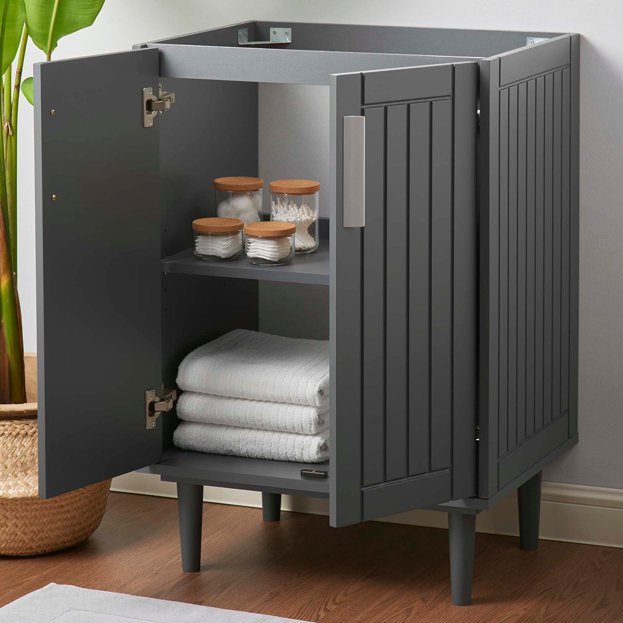 Augustus Vanity Base with Storage, Small, Gray