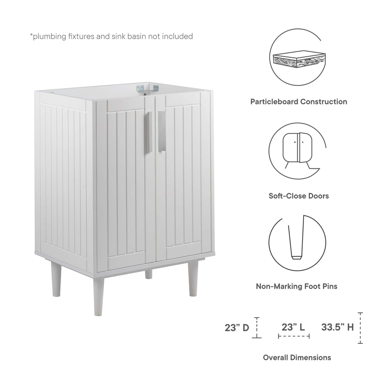 Augustus Vanity Base with Storage, Small, White