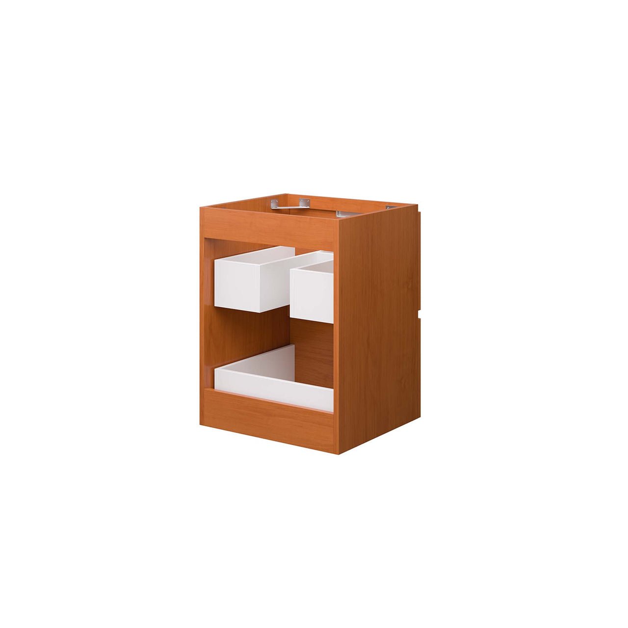 Cinnara Floating Vanity Base with Storage, Extra Small, Coral & Walnut