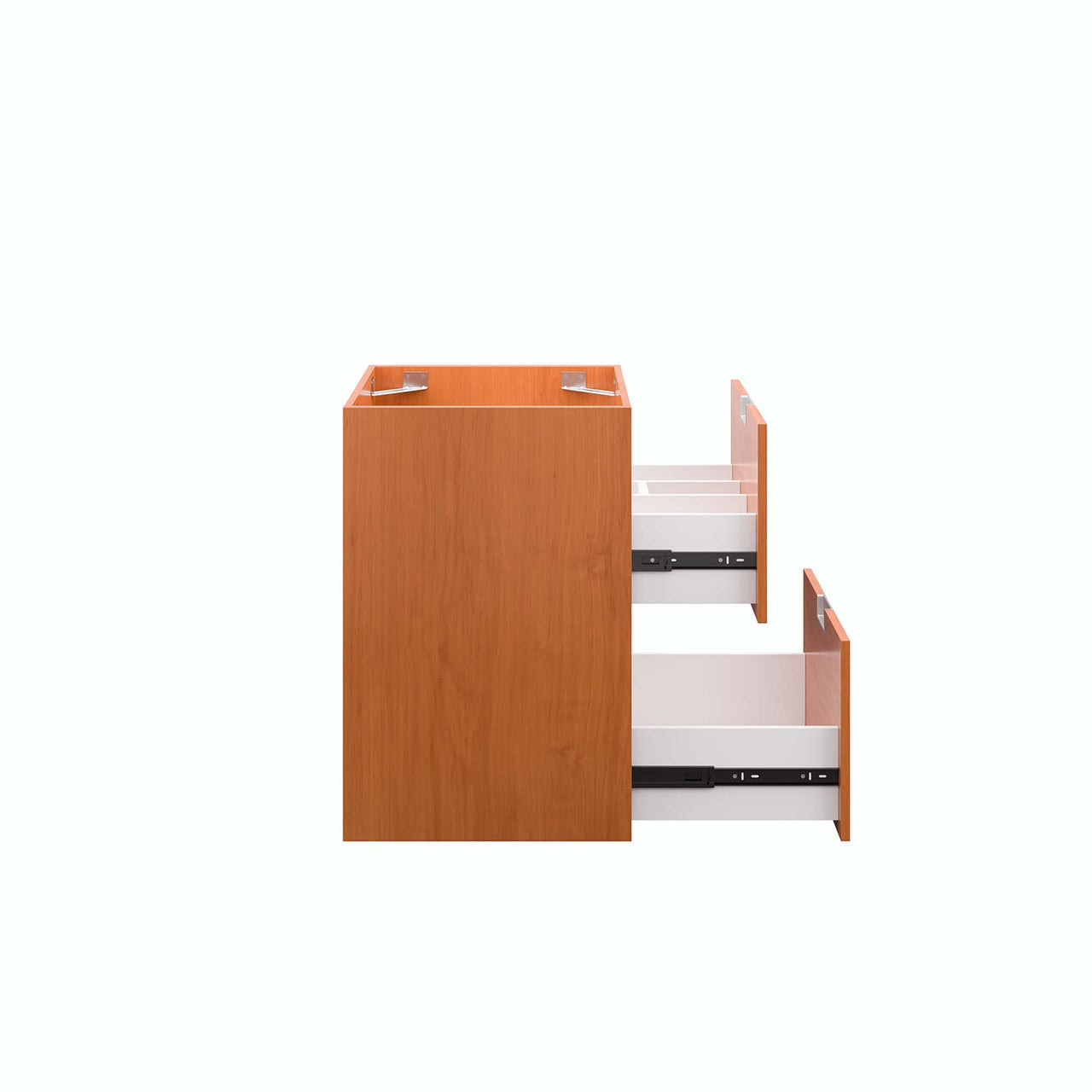 Cinnara Floating Vanity Base with Storage, Extra Small, Coral & Walnut