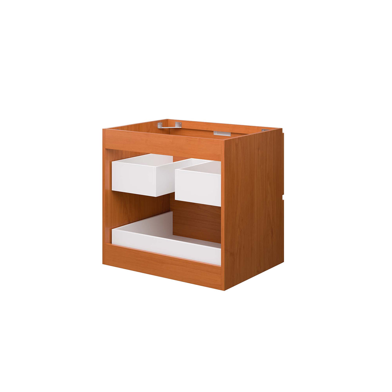 Cinnara Floating Vanity Base with Storage, Small, Coral & Walnut