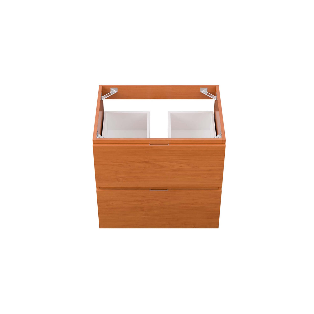 Cinnara Floating Vanity Base with Storage, Small, Coral & Walnut