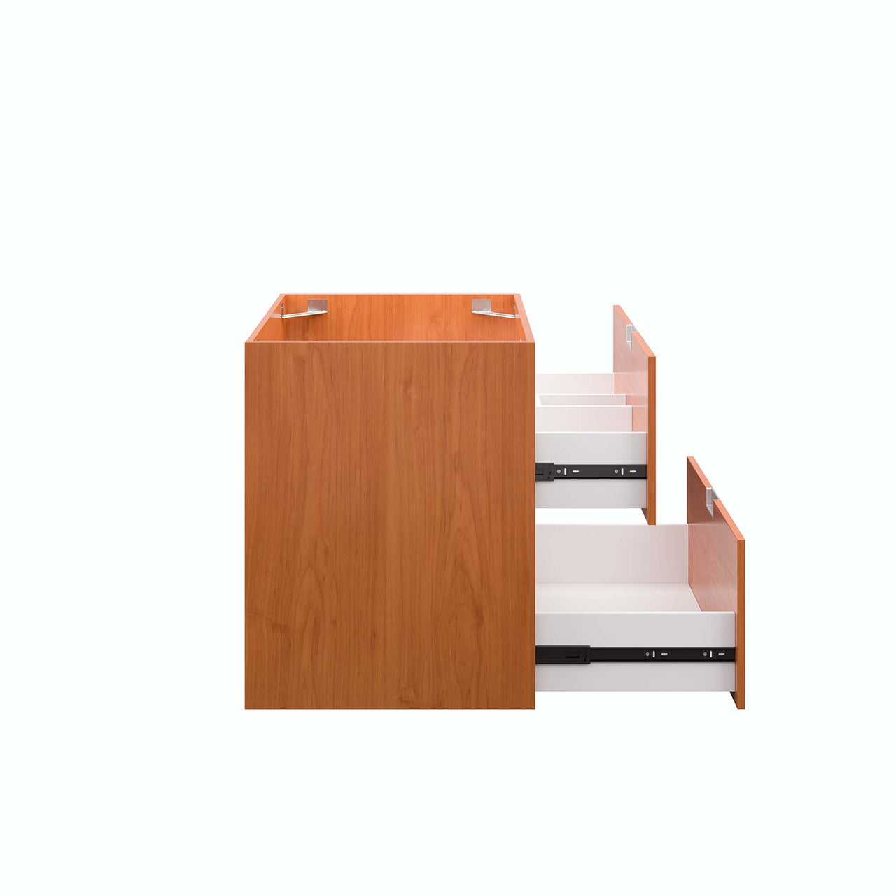 Cinnara Floating Vanity Base with Storage, Small, Coral & Walnut