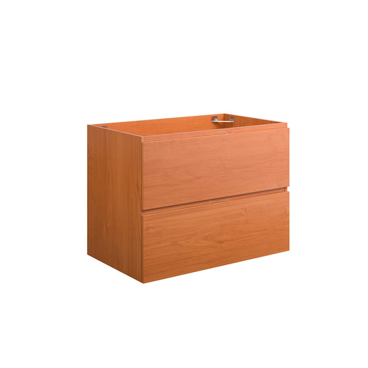 Cinnara Floating Vanity Base with Storage, Medium, Coral & Walnut