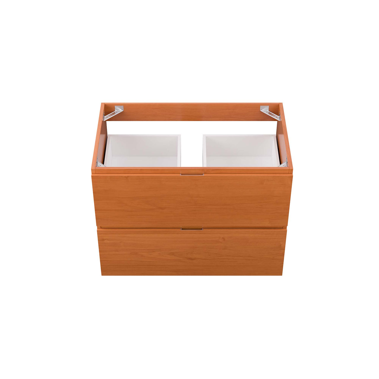 Cinnara Floating Vanity Base with Storage, Medium, Coral & Walnut