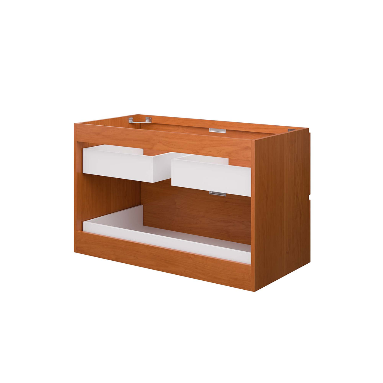Cinnara Floating Vanity Base with Storage, Large, Coral & Walnut