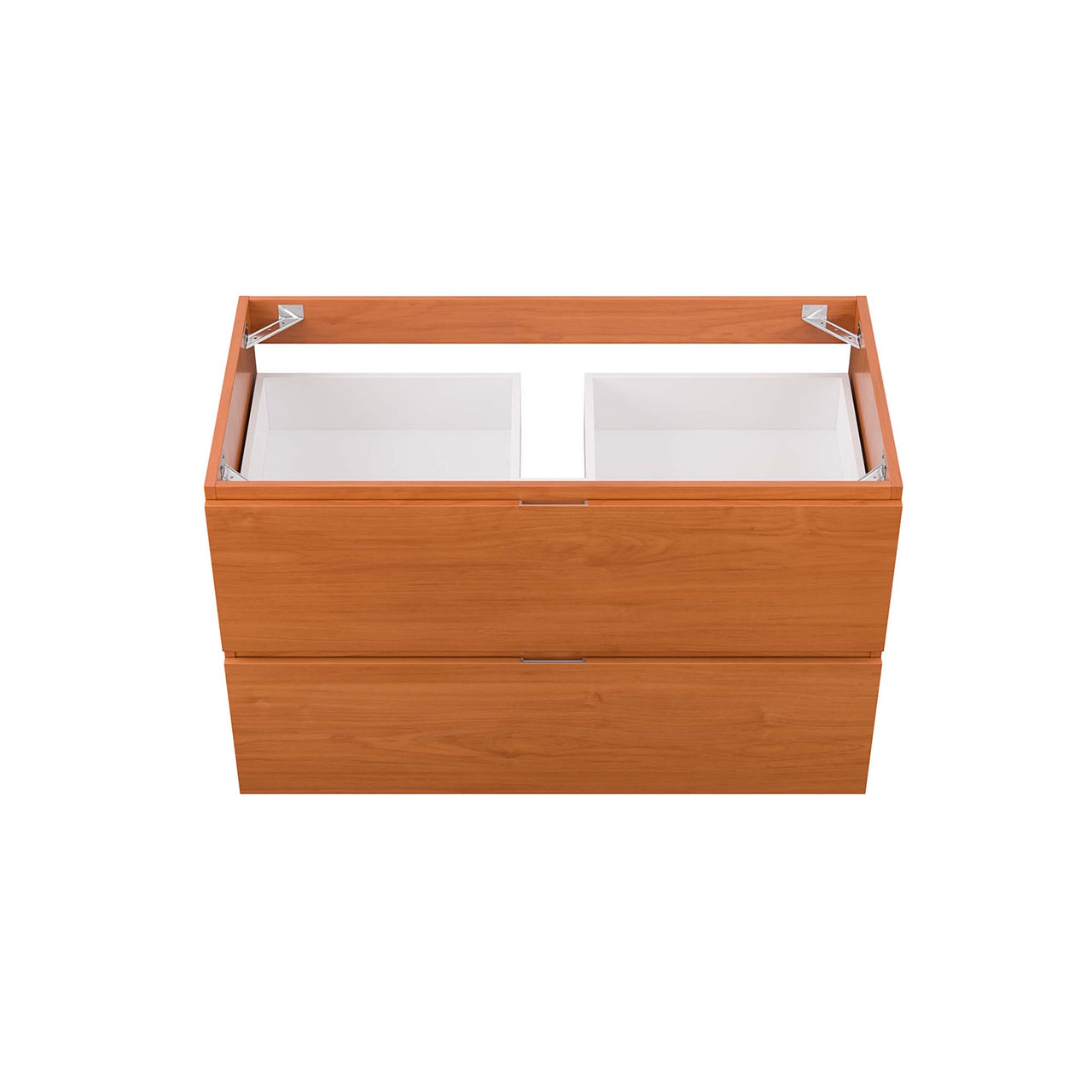 Cinnara Floating Vanity Base with Storage, Large, Coral & Walnut