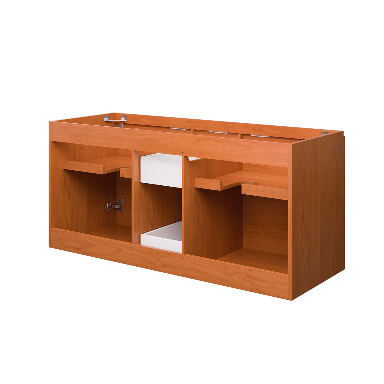 Cinnara Vanity Base with Storage (Double Sink Compatible), Extra Large, Coral & Walnut