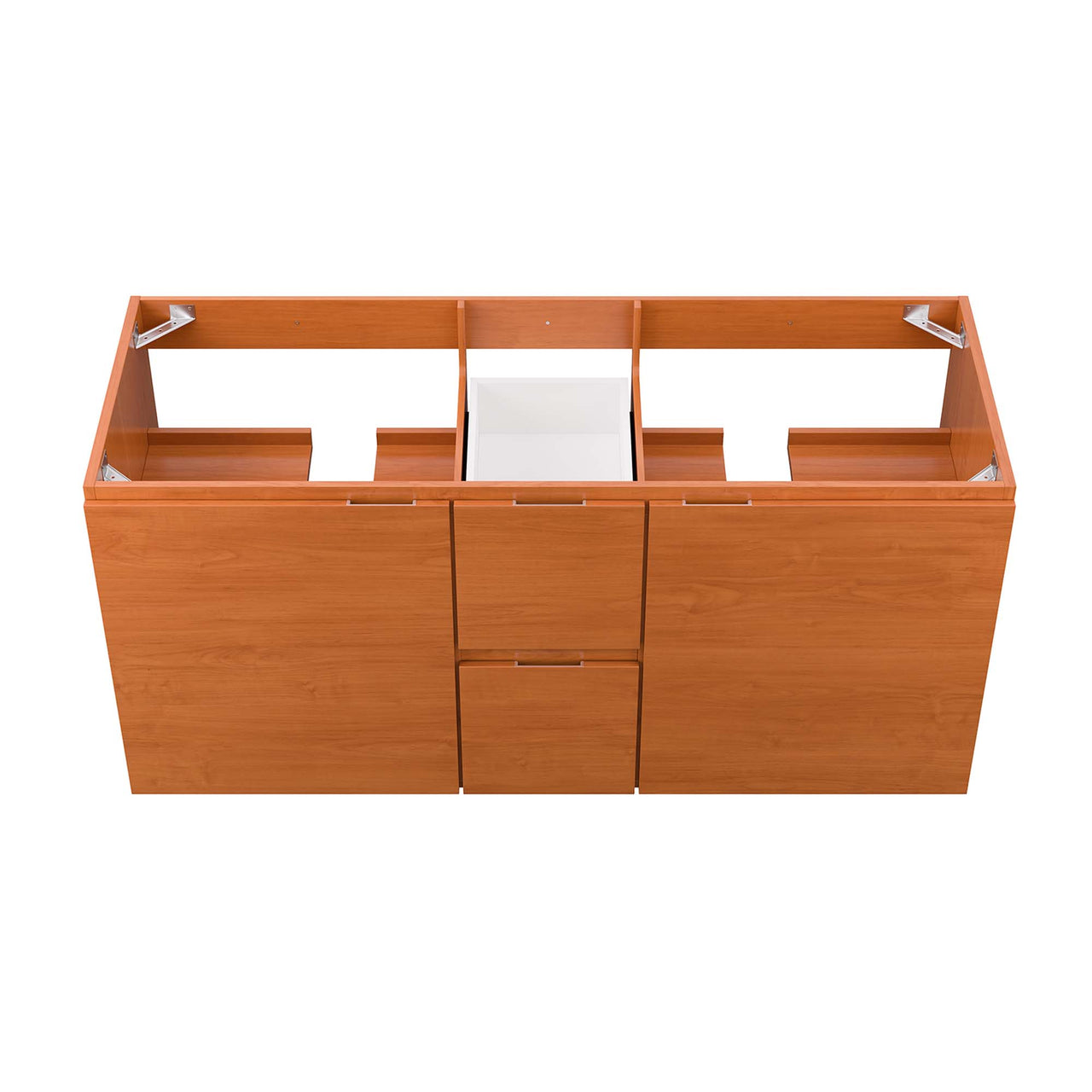Cinnara Vanity Base with Storage (Double Sink Compatible), Extra Large, Coral & Walnut