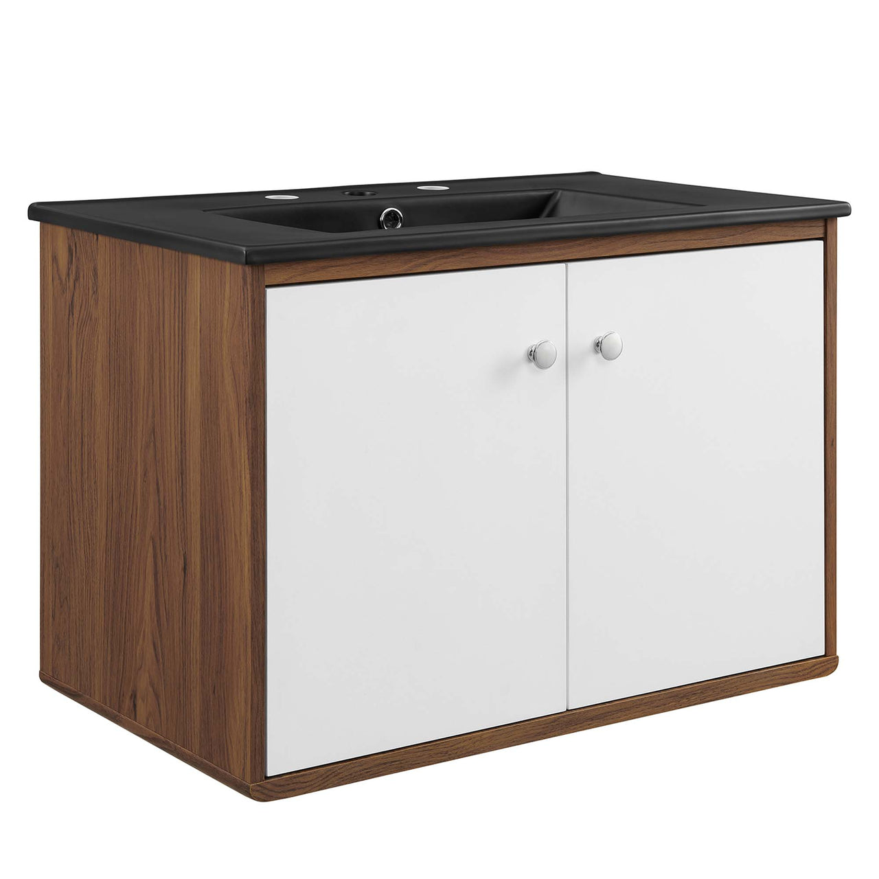 Erisen Floating Vanity Unit, Medium, Walnut & Black