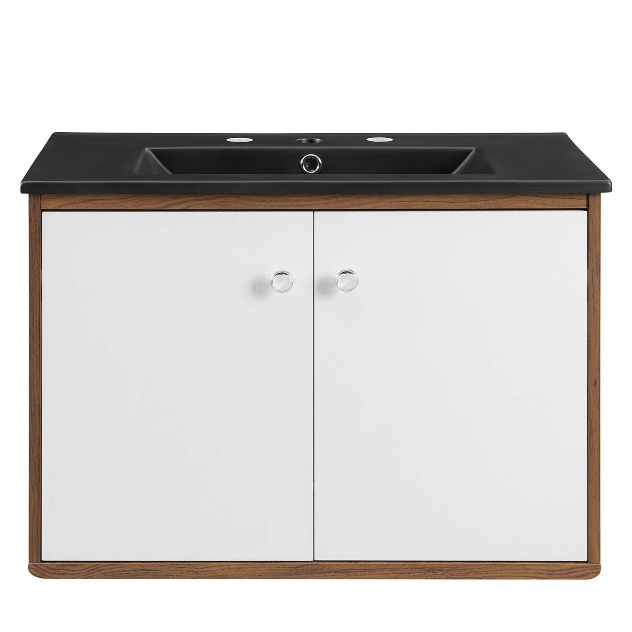 Erisen Floating Vanity Unit, Medium, Walnut & Black