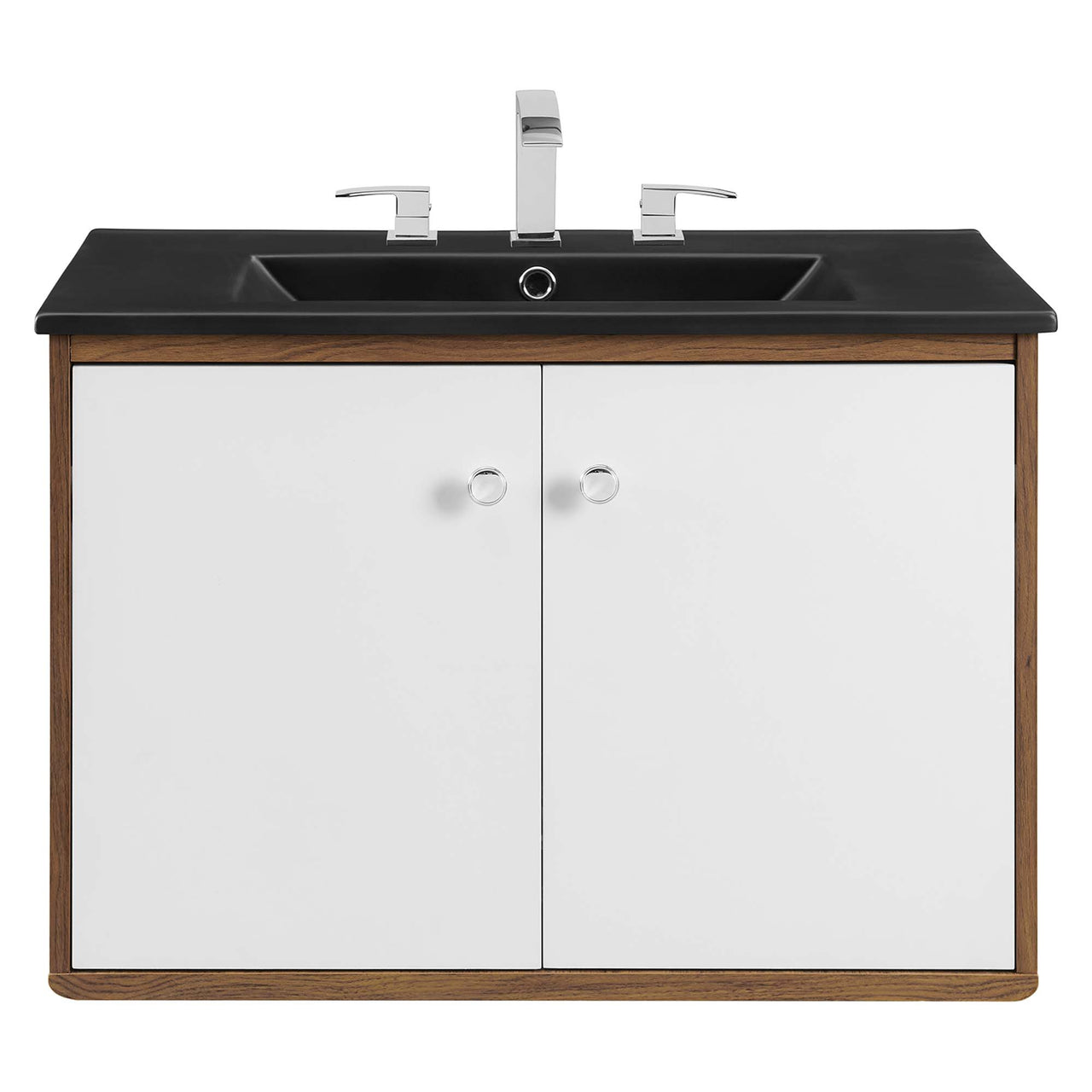 Erisen Floating Vanity Unit, Medium, Walnut & Black