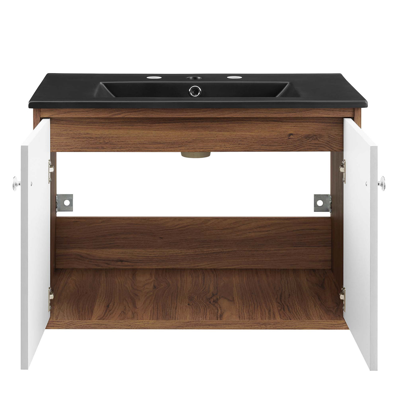 Erisen Floating Vanity Unit, Medium, Walnut & Black