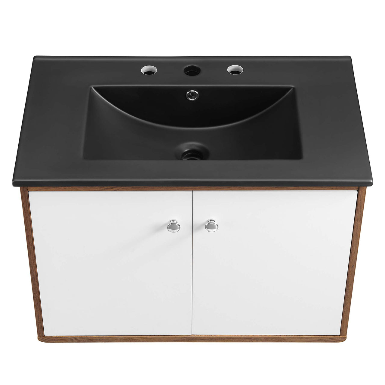 Erisen Floating Vanity Unit, Medium, Walnut & Black