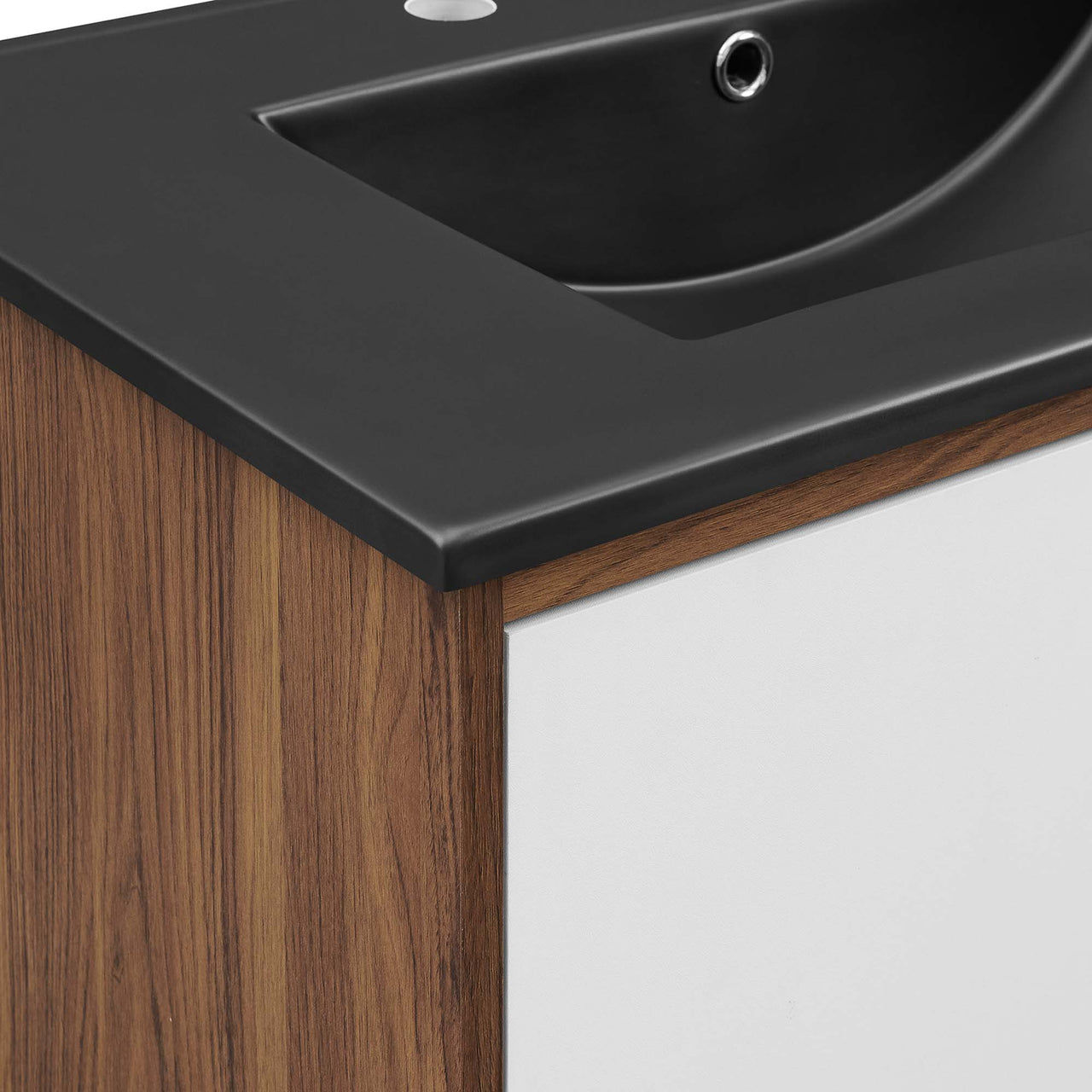 Erisen Floating Vanity Unit, Medium, Walnut & Black