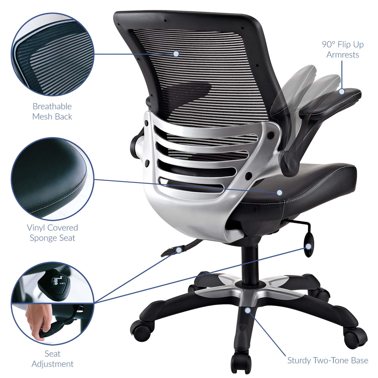 Elevon Eco-Leather Office Chair, Black