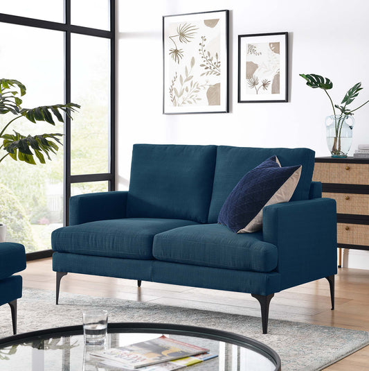 Sonnet Fabric Loveseat, Azure